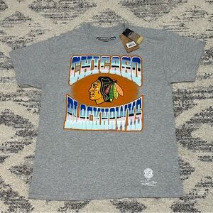 Mitchell & Ness Chicago Blackhawks Shirt Gray Short Sleeve Men’s Size Large